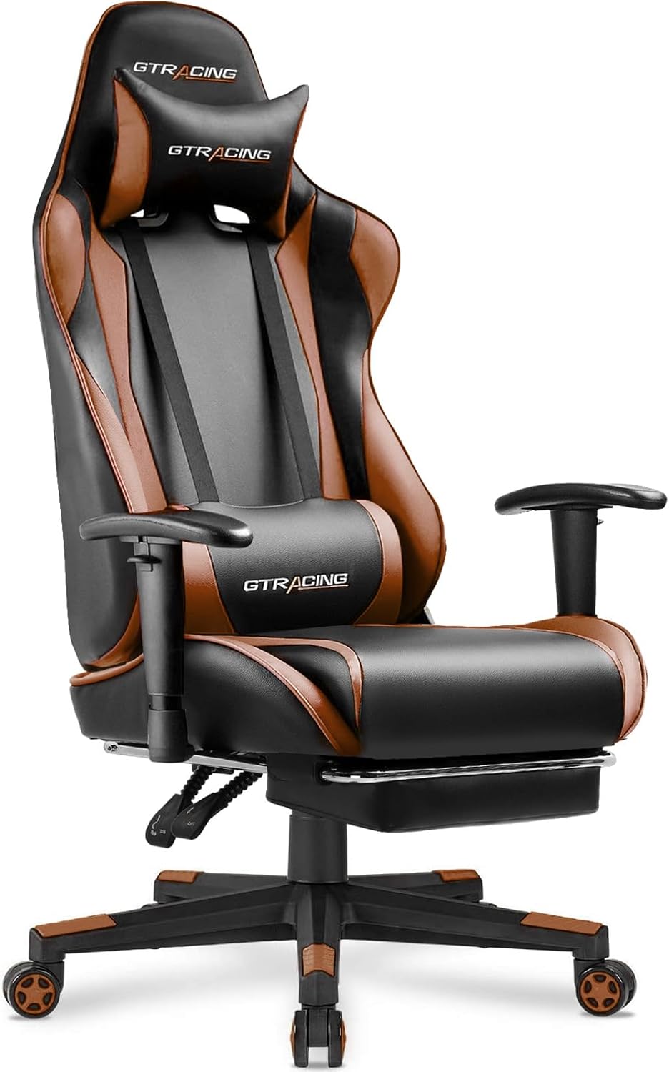 Gaming Chair with Footrest, Ergonomic Computer Game Desk Chair, Reclining Game Chair Seat Height Adjustment, Swivel Rocker with Headrest and Lumbar (Blue)