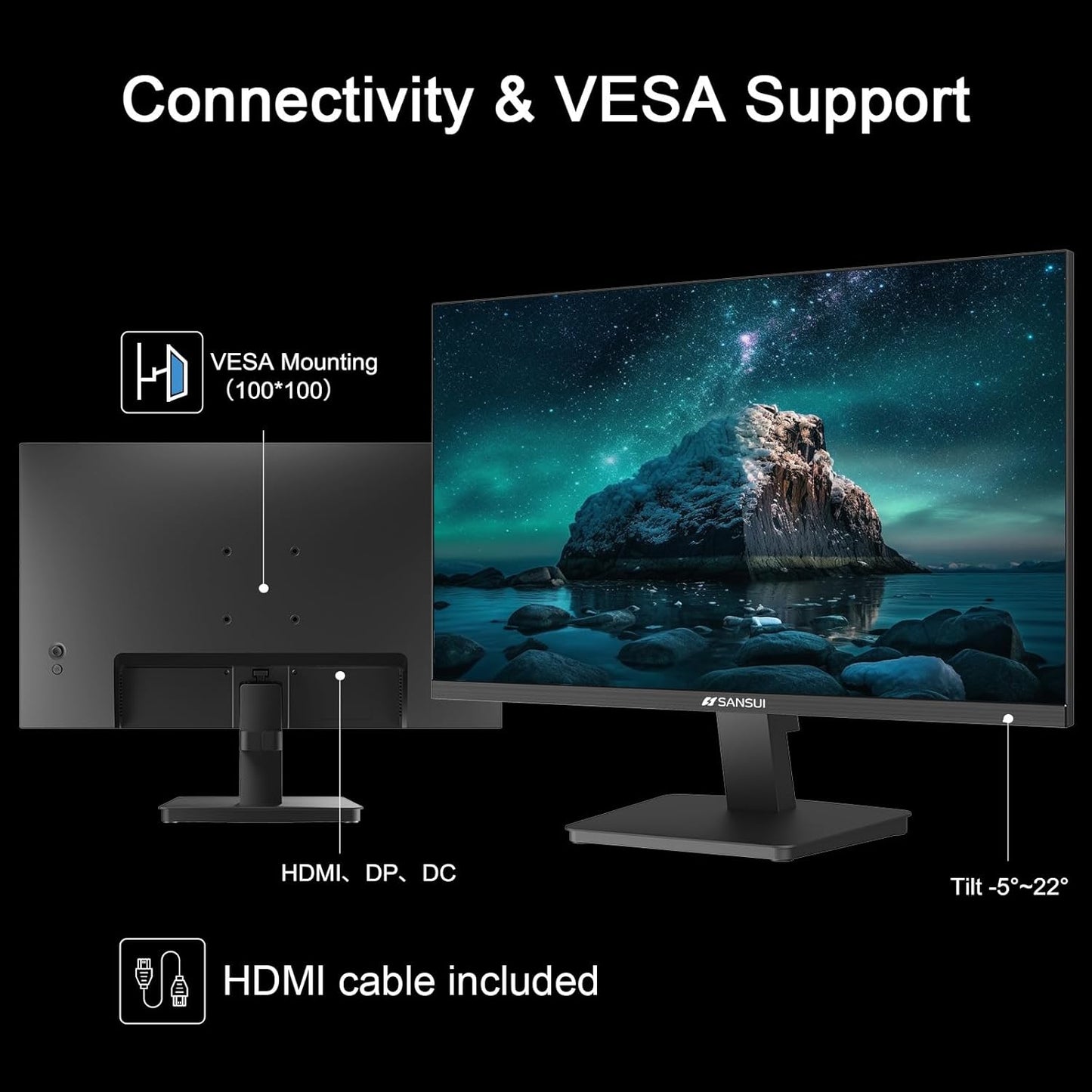 27 Inch Computer Monitor 120Hz, FHD 1080P IPS Monitor, HDMI DP Ports Freesync, HDR 110% Srgb, Tilt Adjustable Frameless VESA Compatible for Office and Home (HDMI Cable Included)