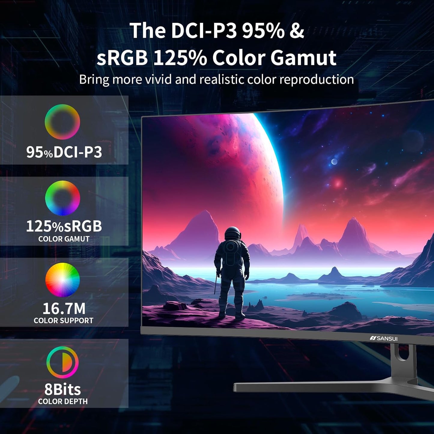 34-Inch Curved Gaming Monitor UWQHD 3440 X 1440 165Hz Curved 1500R - PIP/PBP, 1Ms(Mprt), HDR, 300Nits, Srgb 125%, DCI-P3 95%,Freesync,Hdmi X2,Dp1.4 X2 (ES-G34C5 DP Cable Included)