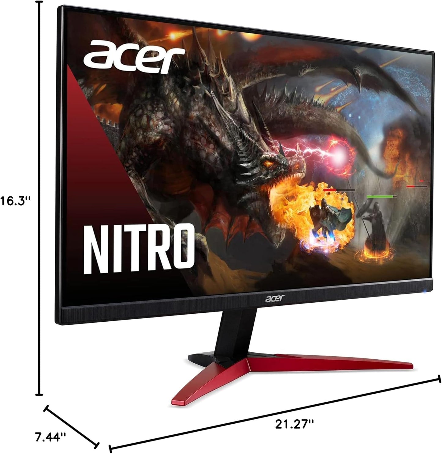 Nitro KG241Y Sbiip 23.8” Full HD (1920 X 1080) VA Gaming Monitor | AMD Freesync Premium Technology | 165Hz Refresh Rate | 1Ms (VRB) | Zeroframe Design | 1 X Display Port 1.2 & 2 X HDMI 2.0,Black