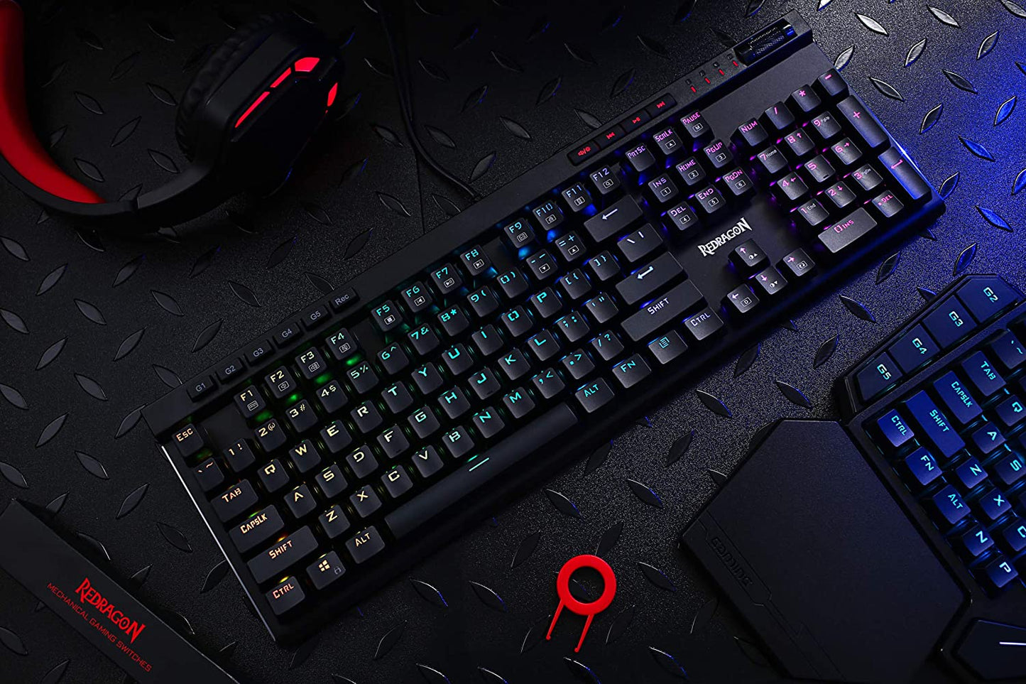 K580 VATA RGB LED Backlit Mechanical Gaming Keyboard with Macro Keys & Dedicated Media Controls, Hot-Swappable Socket, Onboard Macro Recording (Blue Switches)