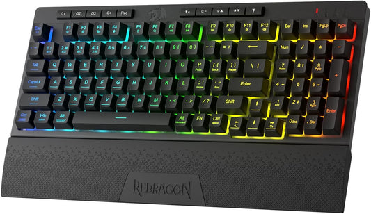 K515 PRO Shiva RGB Wireless Membrane Gaming Keyboard, 98 Keys Mechanical-Feel Keyboard W/Smooth Linear Switch, On-Board Macro & Multimedia Keys, Detachable Wrist Rest, Software Supported