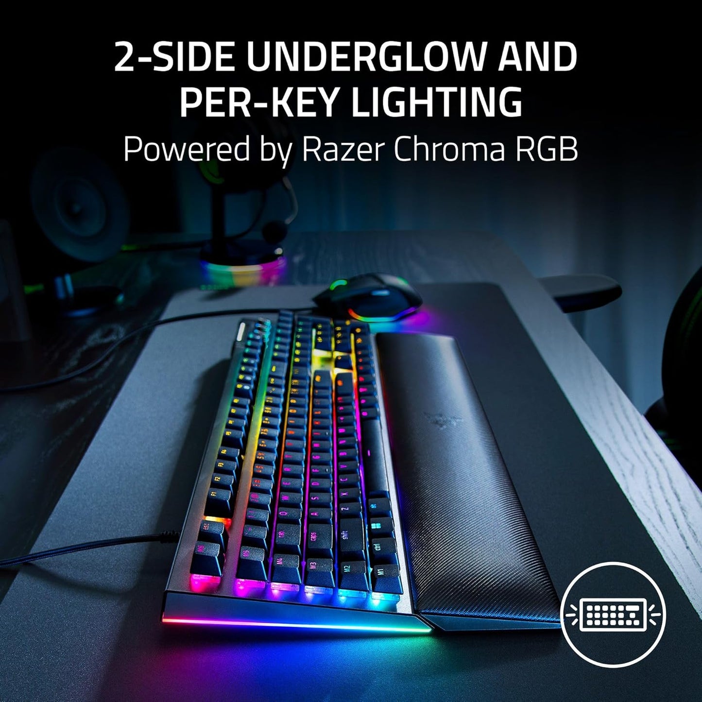 Blackwidow V4 Mechanical Gaming Keyboard: Green Switches Tactile & Clicky - Chroma RGB - 6 Macro Keys - Magnetic Wrist Rest - Doubleshot ABS Keycaps - Roller & Media Keys - Snap Tap
