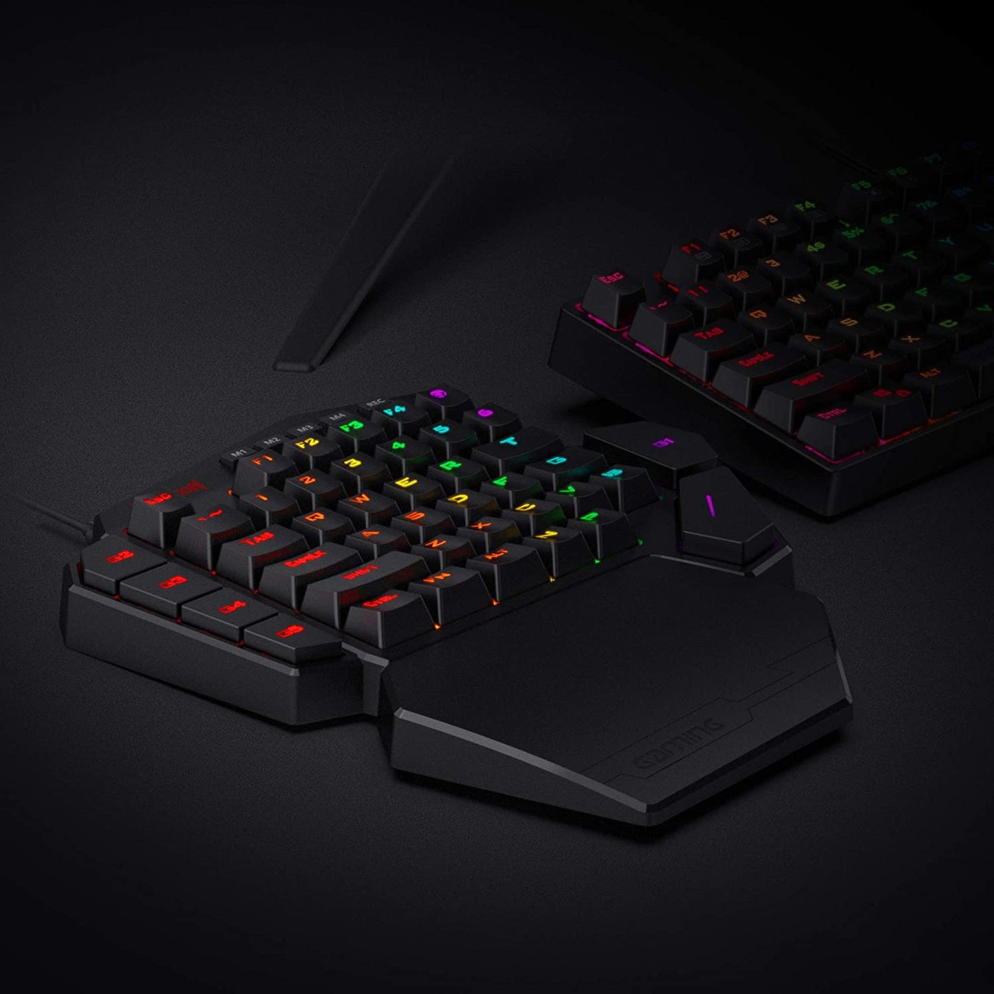 K585 DITI Wired One-Handed RGB Mechanical Gaming Keyboard, 42 Keys Type-C Professional Gaming Keypad W/Upgraded Hot-Swappable Socket, 7 Onboard Macro Keys & Detachable Wrist Rest