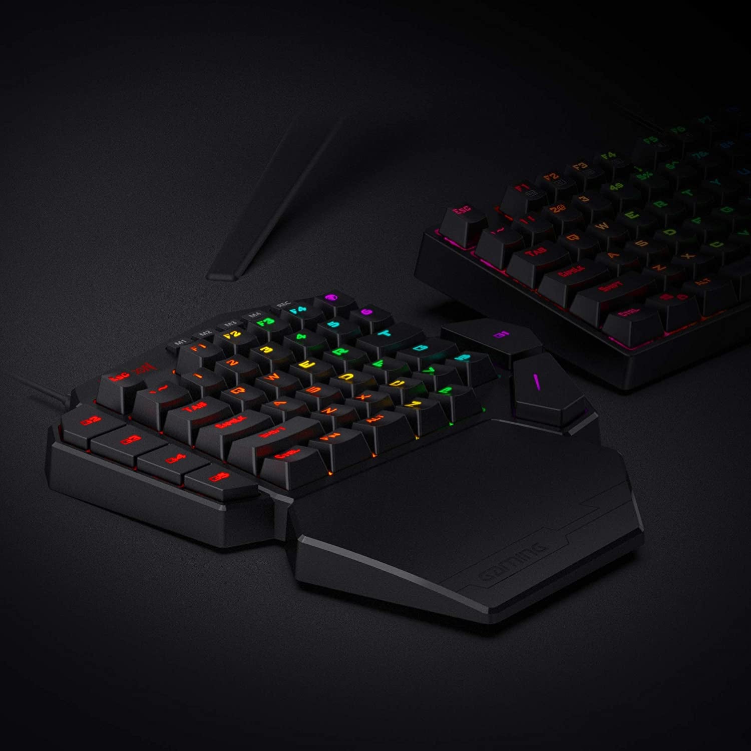 K585 DITI Wired One-Handed RGB Mechanical Gaming Keyboard, 42 Keys Type-C Professional Gaming Keypad W/Upgraded Hot-Swappable Socket, 7 Onboard Macro Keys & Detachable Wrist Rest