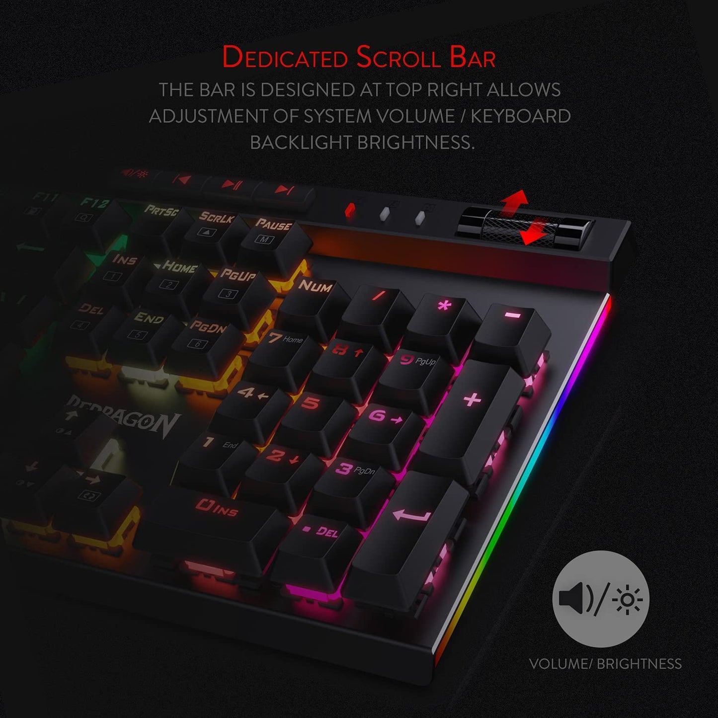 K580 VATA RGB LED Backlit Mechanical Gaming Keyboard with Macro Keys & Dedicated Media Controls, Hot-Swappable Socket, Onboard Macro Recording (Blue Switches)