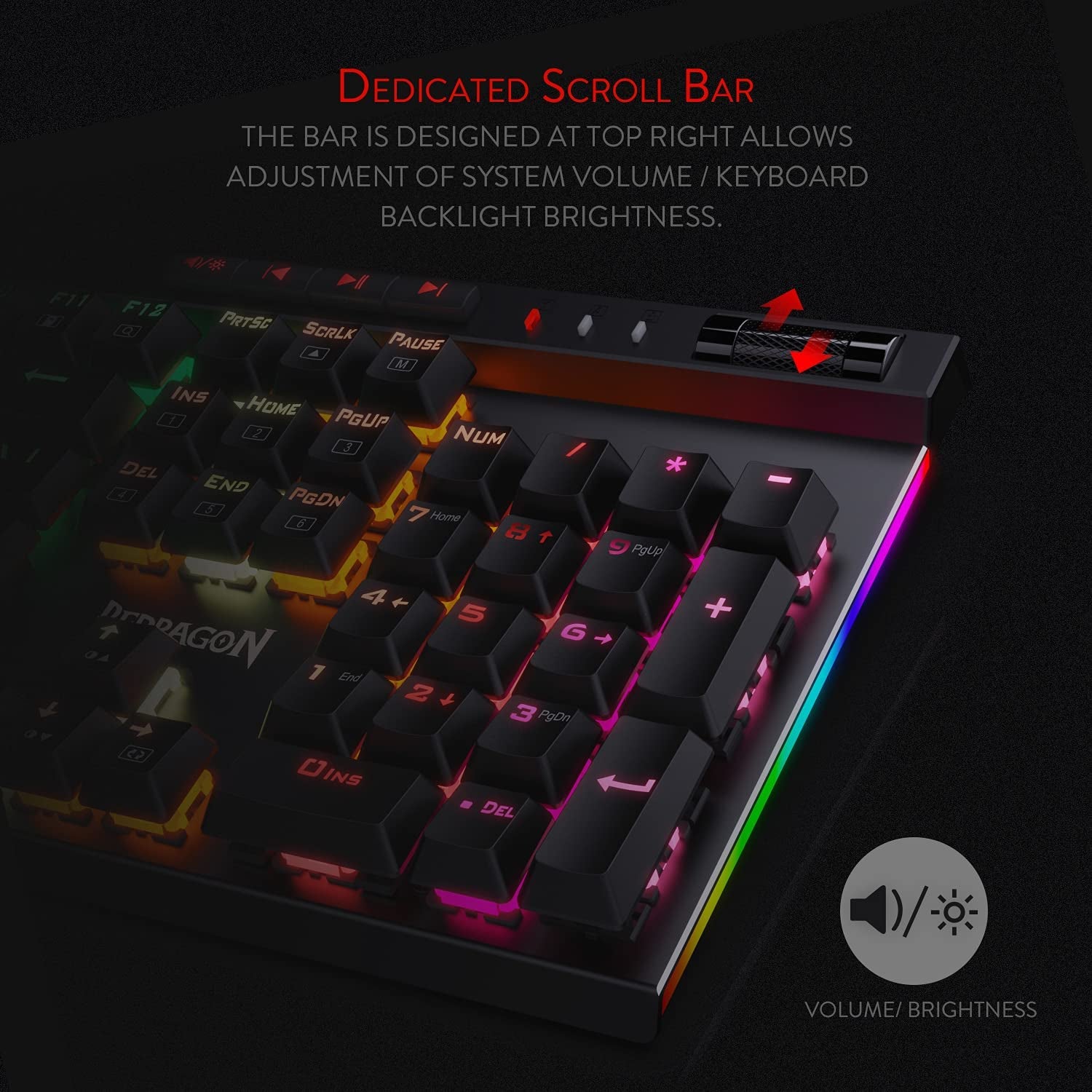 K580 VATA RGB LED Backlit Mechanical Gaming Keyboard with Macro Keys & Dedicated Media Controls, Hot-Swappable Socket, Onboard Macro Recording (Blue Switches)