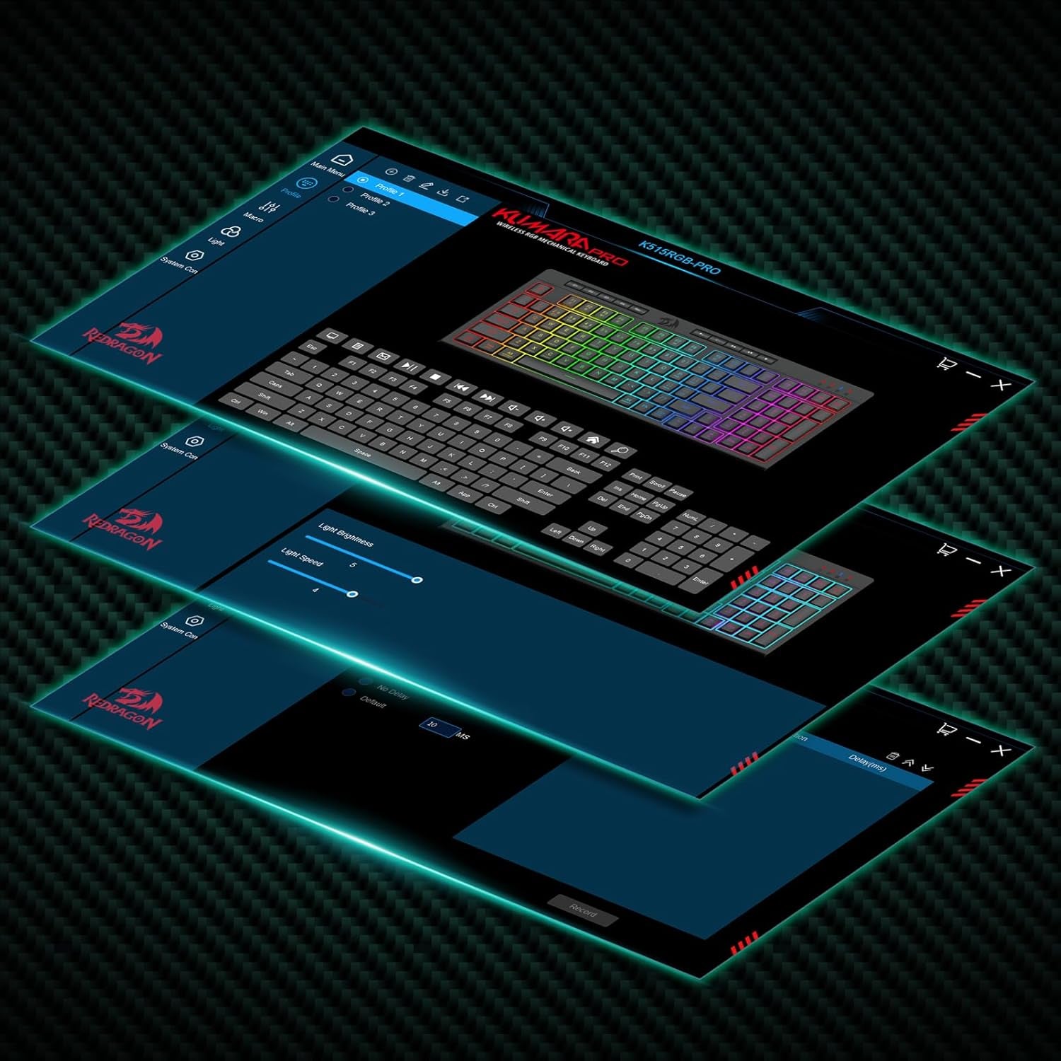 K515 PRO Shiva RGB Wireless Membrane Gaming Keyboard, 98 Keys Mechanical-Feel Keyboard W/Smooth Linear Switch, On-Board Macro & Multimedia Keys, Detachable Wrist Rest, Software Supported