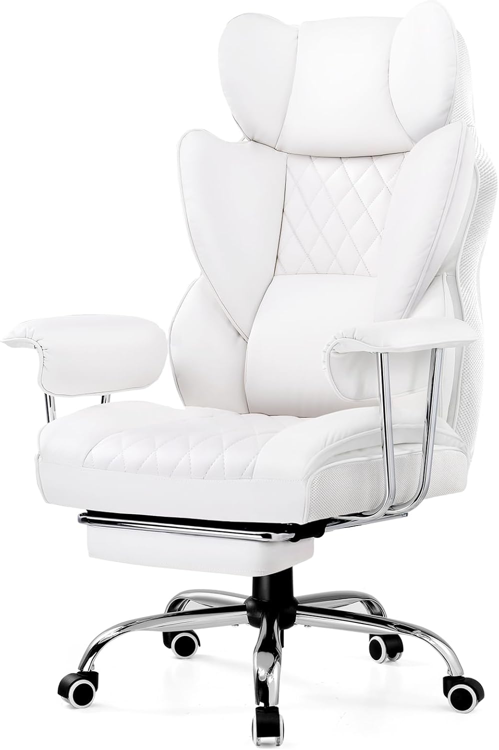 Gaming Chair,Office Chair with Pocket Spring Lumbar Support, Ergonomic Comfortable Wide Office Desk Computer Chair with Outward Fixed Soft Armrests and Footrest (Fabric, Black & Gray)