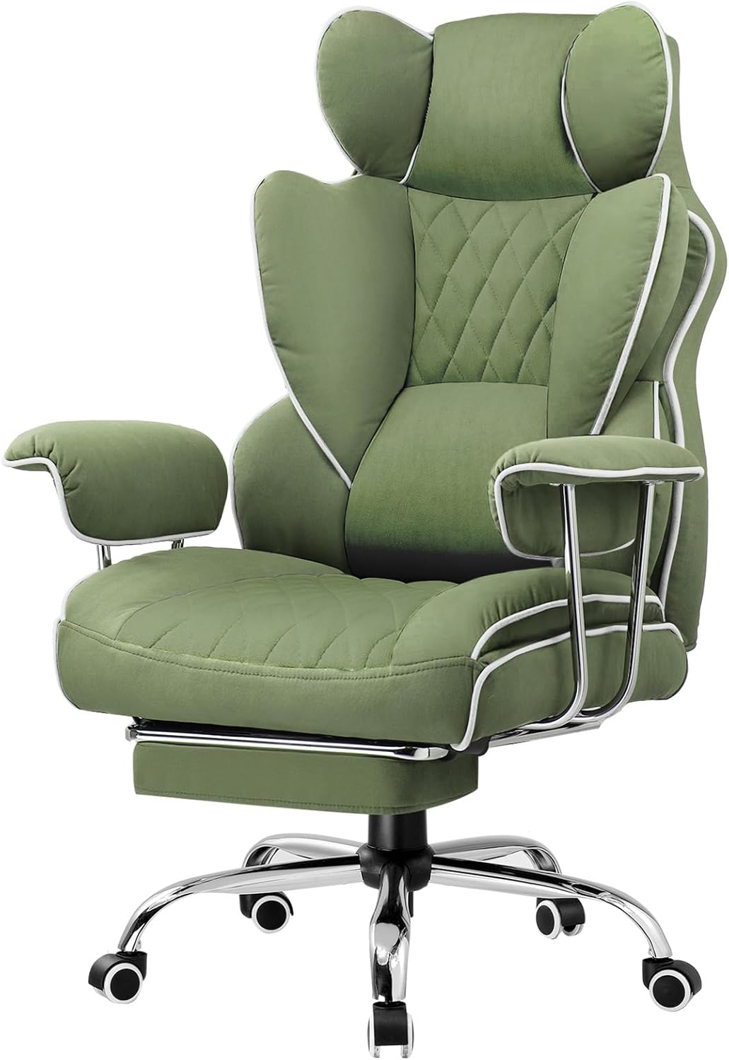 Gaming Chair,Office Chair with Pocket Spring Lumbar Support, Ergonomic Comfortable Wide Office Desk Computer Chair with Outward Fixed Soft Armrests and Footrest (Fabric, Black & Gray)