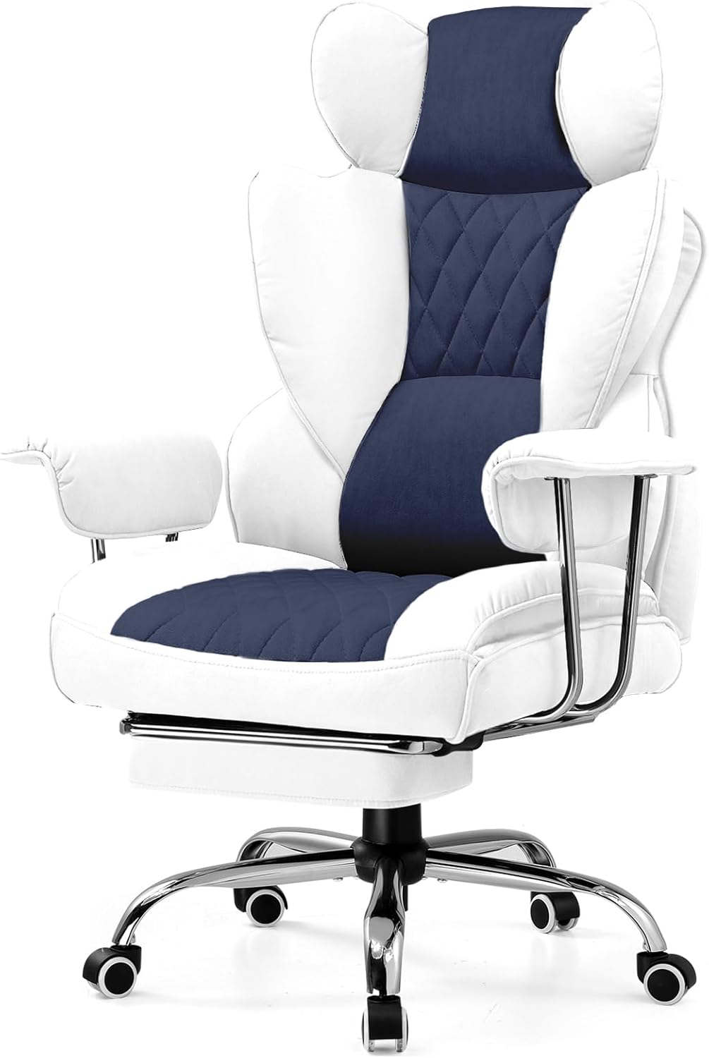 Gaming Chair,Office Chair with Pocket Spring Lumbar Support, Ergonomic Comfortable Wide Office Desk Computer Chair with Outward Fixed Soft Armrests and Footrest (Fabric, Black & Gray)