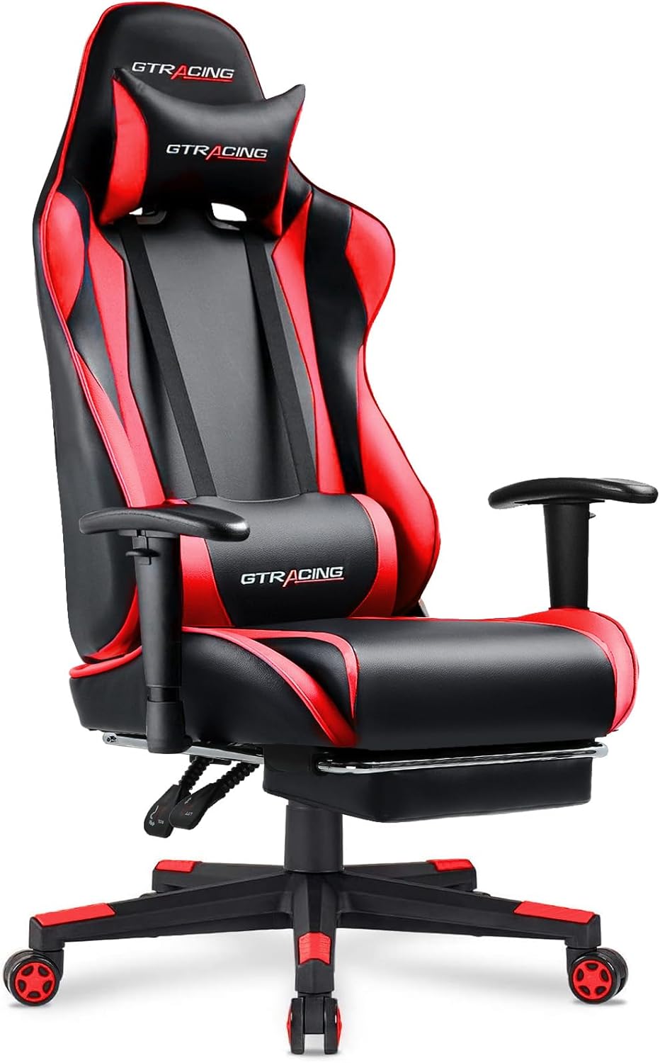 Gaming Chair with Footrest, Ergonomic Computer Game Desk Chair, Reclining Game Chair Seat Height Adjustment, Swivel Rocker with Headrest and Lumbar (Blue)