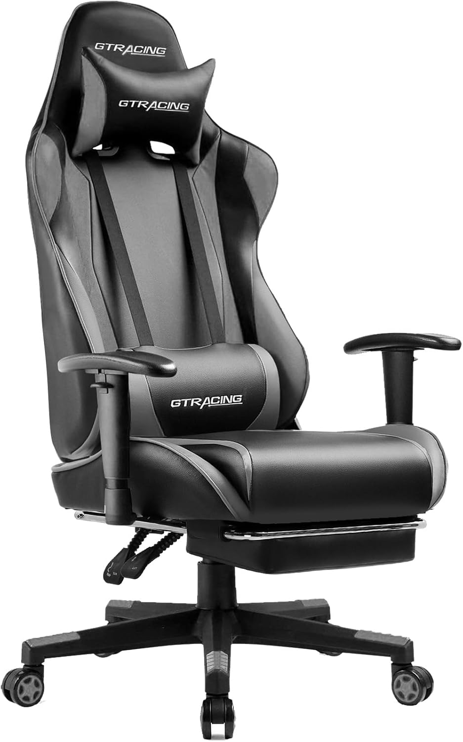 Gaming Chair with Footrest, Ergonomic Computer Game Desk Chair, Reclining Game Chair Seat Height Adjustment, Swivel Rocker with Headrest and Lumbar (Blue)