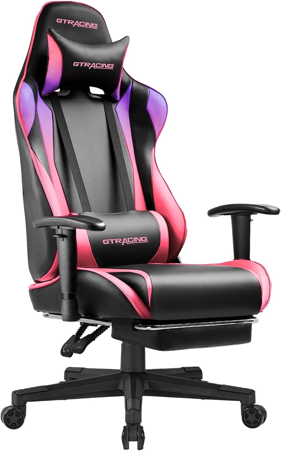 Gaming Chair with Footrest, Ergonomic Computer Game Desk Chair, Reclining Game Chair Seat Height Adjustment, Swivel Rocker with Headrest and Lumbar (Blue)