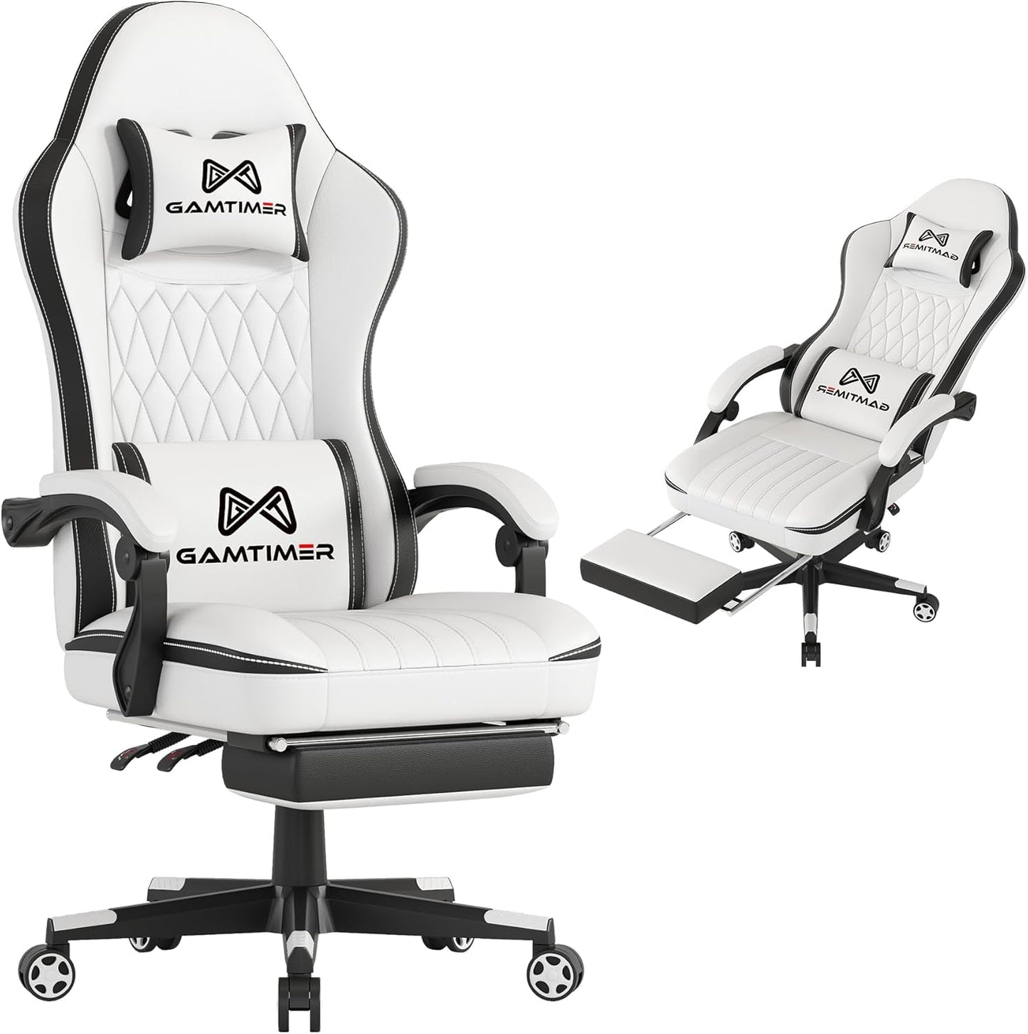 Gaming Chair,Computer Chair with Footrest and Lumbar Support,Breathable PU Leather,4D Lumbar Support and Headrest,360 Degree Swivel Chair with Adjustable Ergonomic Backrest for Adults(Grey)