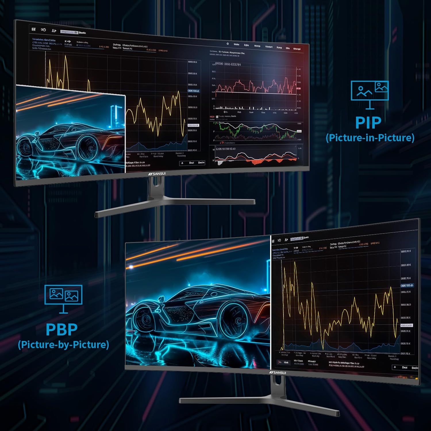 34-Inch Curved Gaming Monitor UWQHD 3440 X 1440 165Hz Curved 1500R - PIP/PBP, 1Ms(Mprt), HDR, 300Nits, Srgb 125%, DCI-P3 95%,Freesync,Hdmi X2,Dp1.4 X2 (ES-G34C5 DP Cable Included)