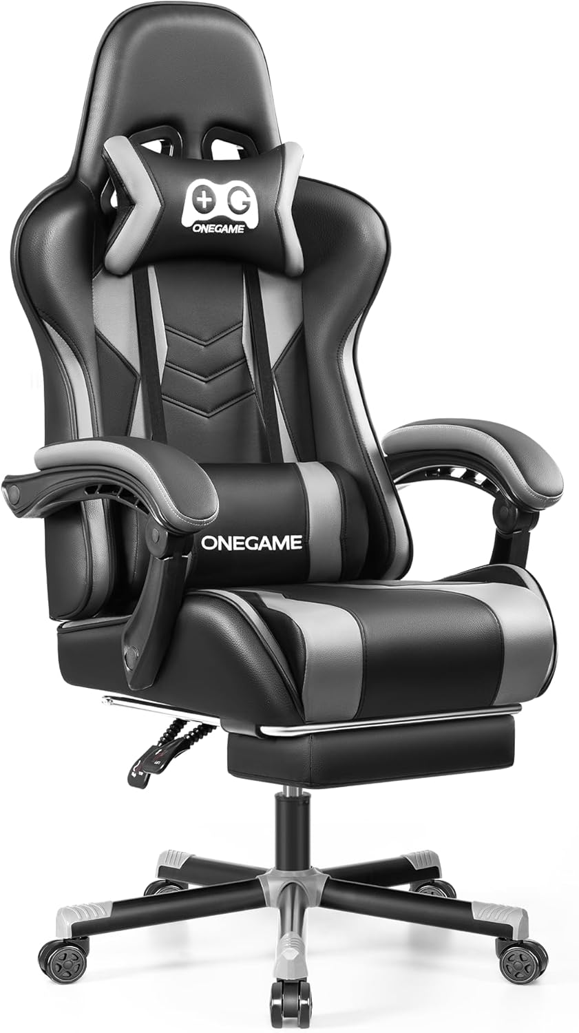 Gaming Chair with Footrest, High Back Computer Chair, PU Leather Comfortable Racing Chair, Ergonomic Home Office Chair, Height Adjustable Video Game Chair(Blackblue)