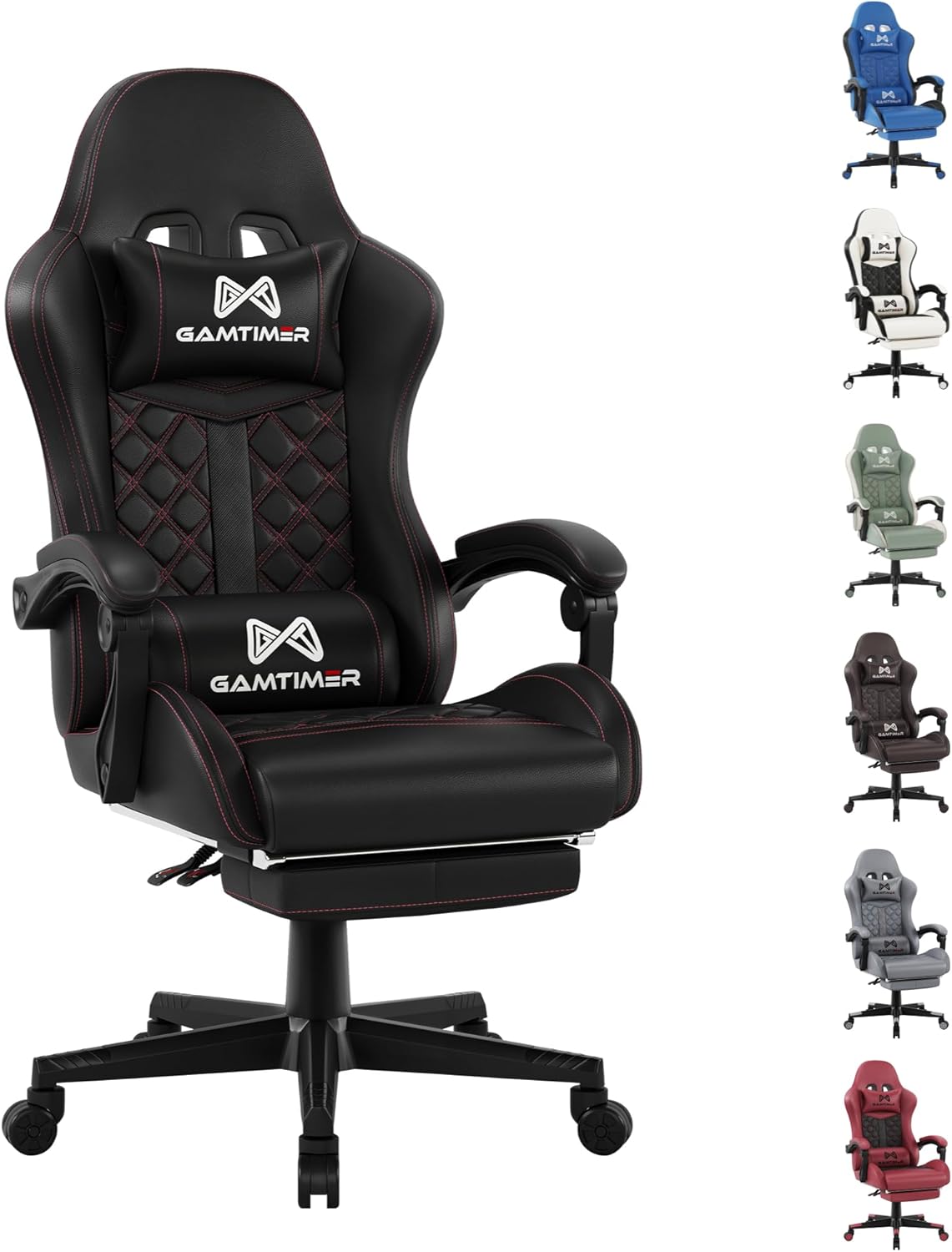 Gaming Chair,Computer Chair with Footrest and Lumbar Support,Breathable PU Leather,4D Lumbar Support and Headrest,360 Degree Swivel Chair with Adjustable Ergonomic Backrest for Adults(Grey)