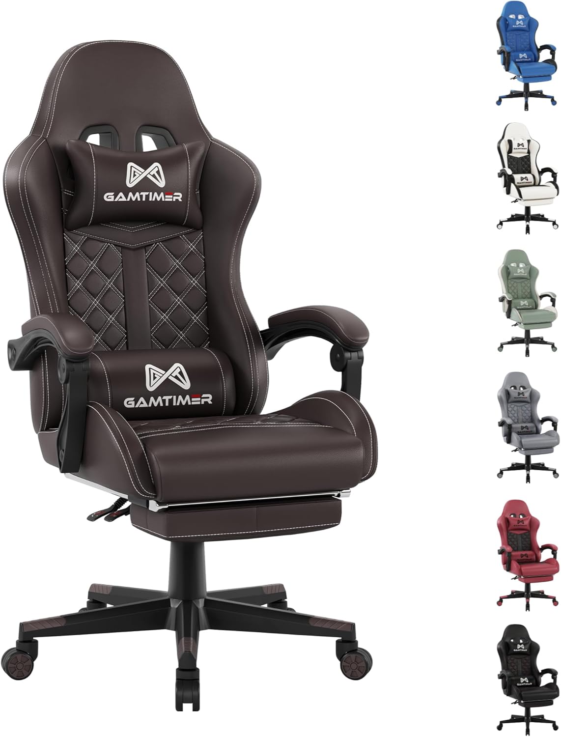 Gaming Chair,Computer Chair with Footrest and Lumbar Support,Breathable PU Leather,4D Lumbar Support and Headrest,360 Degree Swivel Chair with Adjustable Ergonomic Backrest for Adults(Grey)