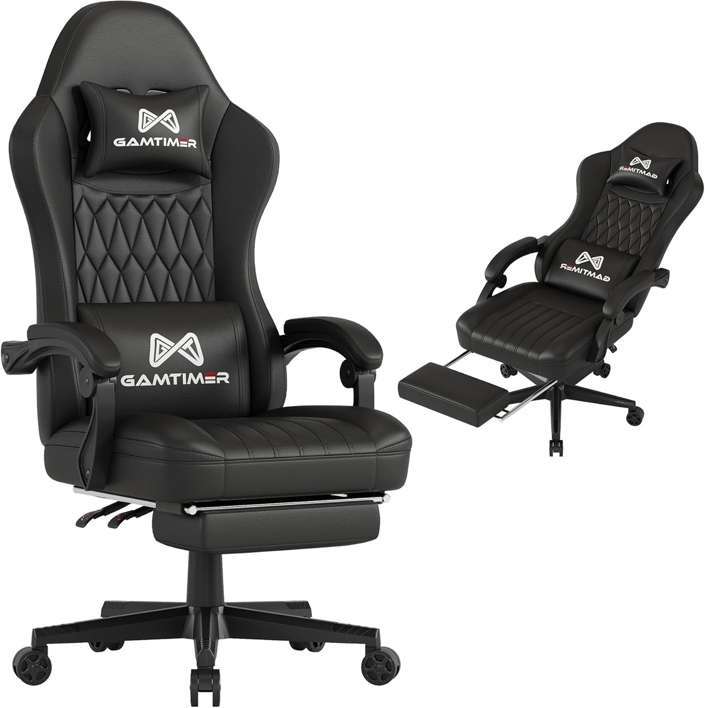 Gaming Chair,Computer Chair with Footrest and Lumbar Support,Breathable PU Leather,4D Lumbar Support and Headrest,360 Degree Swivel Chair with Adjustable Ergonomic Backrest for Adults(Grey)