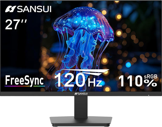 27 Inch Computer Monitor 120Hz, FHD 1080P IPS Monitor, HDMI DP Ports Freesync, HDR 110% Srgb, Tilt Adjustable Frameless VESA Compatible for Office and Home (HDMI Cable Included)