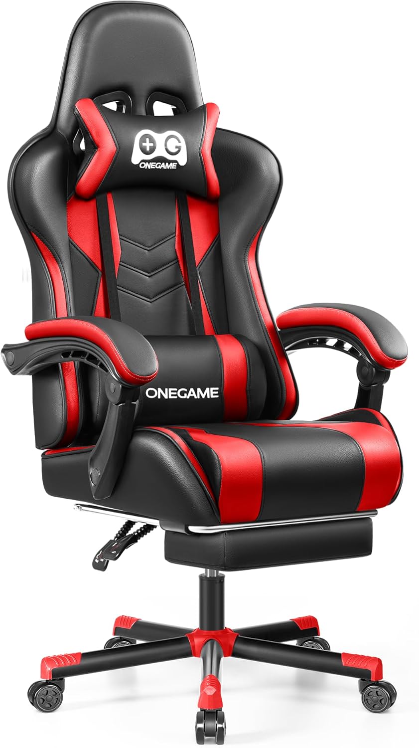 Gaming Chair with Footrest, High Back Computer Chair, PU Leather Comfortable Racing Chair, Ergonomic Home Office Chair, Height Adjustable Video Game Chair(Blackblue)