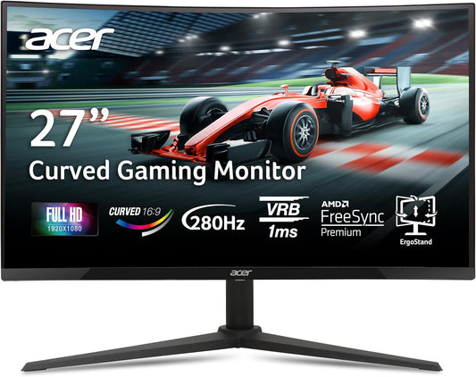 Nitro 27 Inch 1500R Curved Zero-Frame Full HD (1920 X 1080) Gaming Monitor | AMD Freesync Premium | up to 280Hz Refresh | 1Ms VRB | One Display Port 1.4 and Two HDMI 2.0 Ports | XZ270