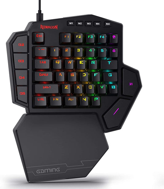K585 DITI Wired One-Handed RGB Mechanical Gaming Keyboard, 42 Keys Type-C Professional Gaming Keypad W/Upgraded Hot-Swappable Socket, 7 Onboard Macro Keys & Detachable Wrist Rest
