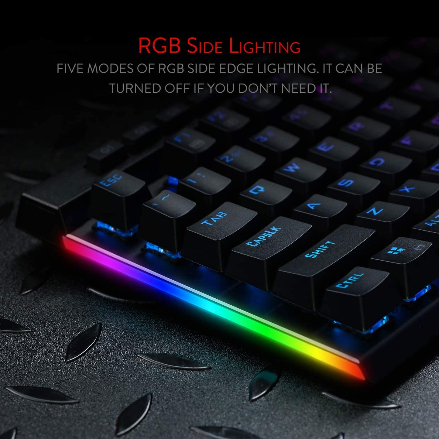 K580 VATA RGB LED Backlit Mechanical Gaming Keyboard with Macro Keys & Dedicated Media Controls, Hot-Swappable Socket, Onboard Macro Recording (Blue Switches)