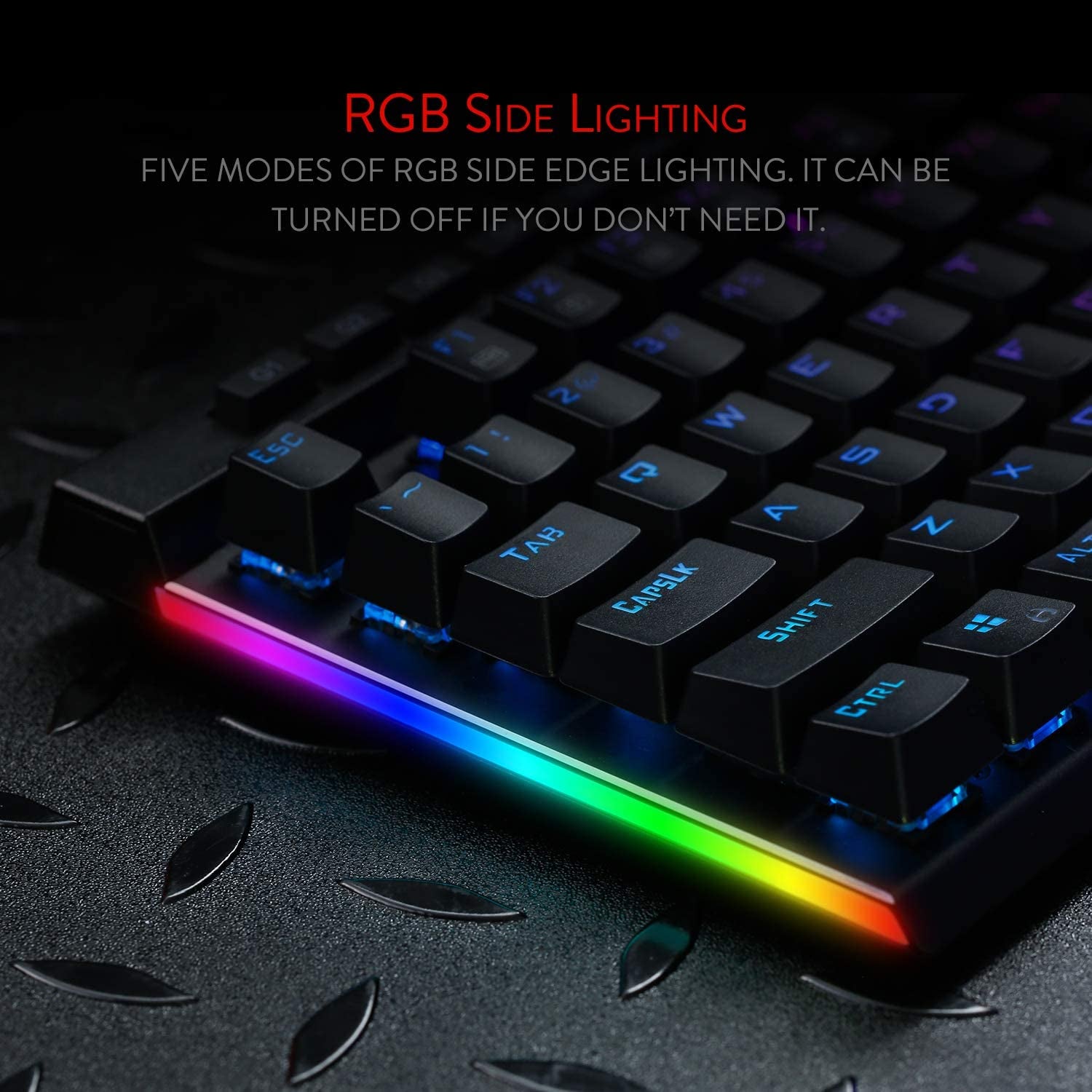 K580 VATA RGB LED Backlit Mechanical Gaming Keyboard with Macro Keys & Dedicated Media Controls, Hot-Swappable Socket, Onboard Macro Recording (Blue Switches)