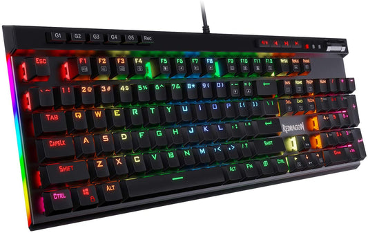 K580 VATA RGB LED Backlit Mechanical Gaming Keyboard with Macro Keys & Dedicated Media Controls, Hot-Swappable Socket, Onboard Macro Recording (Blue Switches)