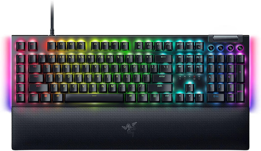 Blackwidow V4 Mechanical Gaming Keyboard: Green Switches Tactile & Clicky - Chroma RGB - 6 Macro Keys - Magnetic Wrist Rest - Doubleshot ABS Keycaps - Roller & Media Keys - Snap Tap