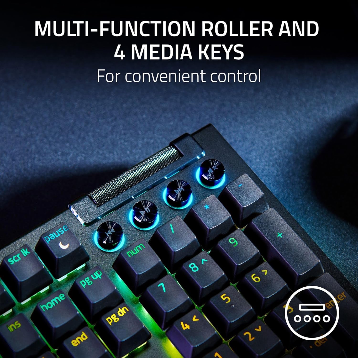 Blackwidow V4 Mechanical Gaming Keyboard: Green Switches Tactile & Clicky - Chroma RGB - 6 Macro Keys - Magnetic Wrist Rest - Doubleshot ABS Keycaps - Roller & Media Keys - Snap Tap